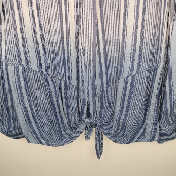 Vintage Havana Dip-Dyed Lace-Up Top in Navy/Blues/White Stripes Sz. M - Picture 7 of 10